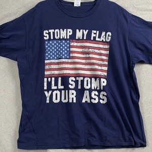 Navy Kids T-Shirt with Patriotic Flag Graphic